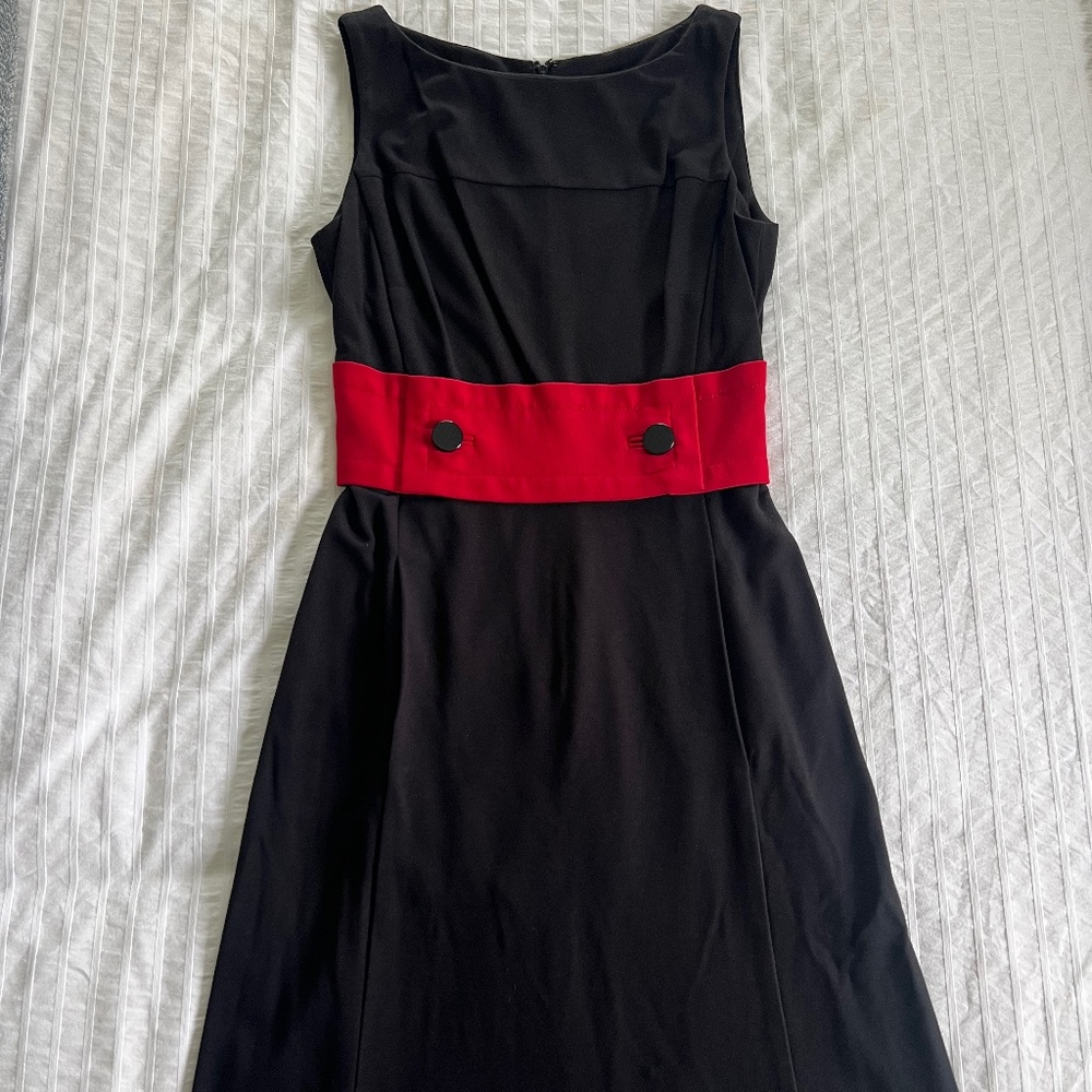 Ann Taylor Red & Black Button Detail Dress